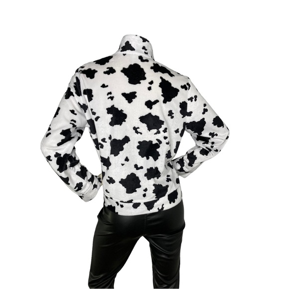 STEVEN ROSS Vintage Cow Print Faux Fur Button Down Shacket Jacket Blazer, M - Picture 7 of 16